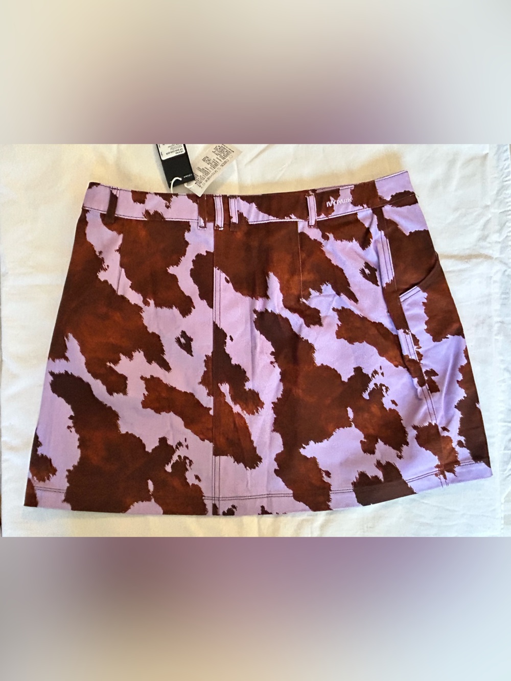NWT Adidas x IVY PARK denim cow-print mini skirt - Picture 11 of 14